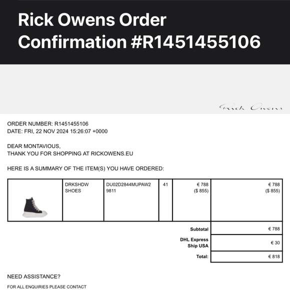 Men’s Rick Owen’s Drkshdw